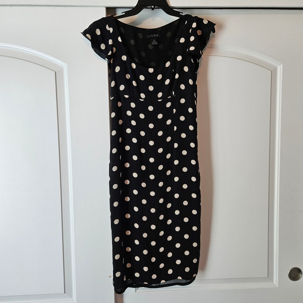 Silk Polka Dot Dress 4 Retro Black White Cap Sleeve Sheath Babydoll Rockabilly